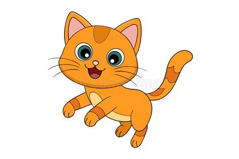 Playful Cartoon Cat Jumping Vector Illustration Stock Illustration