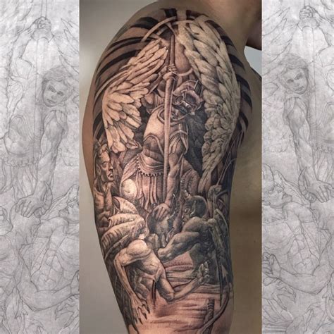 Angels And Demons Tattoo Sleeve