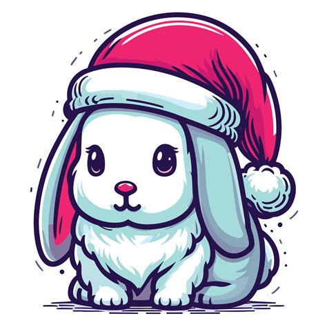 Beautiful Rabbit Wearing Santa Hat Ai Generative 33824277 Png