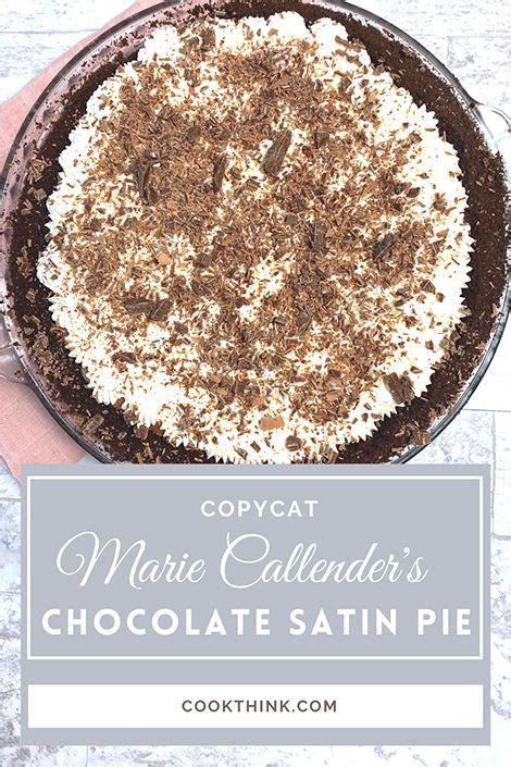 Copycat Marie Callender's Chocolate Satin Pie Recipe - CookThink ...