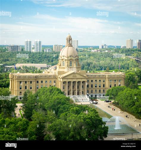 An aerial view of the Alberta Legislature Building and Alberta ...