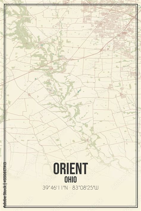 Retro US city map of Orient, Ohio. Vintage street map. Stock ...