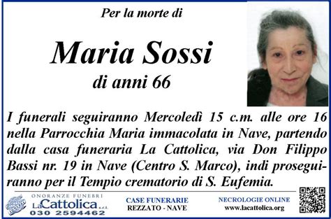 Maria Sossi La Cattolica Onoranze Funebri