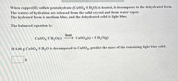 Answered When Copper II Sulfate Pentahydrate Bartleby