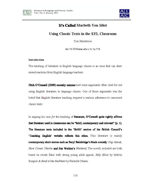 Its Called Macbeth You Idiot Using Classic Texts - Macbeth You Idiot