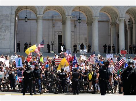 Shutdown Protesters And Counter Protesters Crowd Downtown Streets Los