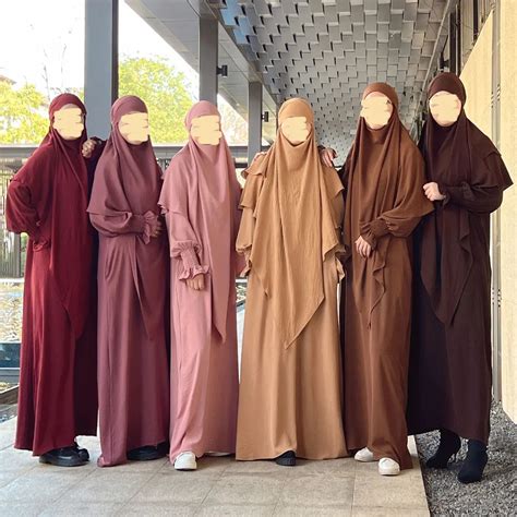 Pieces Set Eid Ramadan Muslim Women Prayer Garment Hooded Khimar Robe