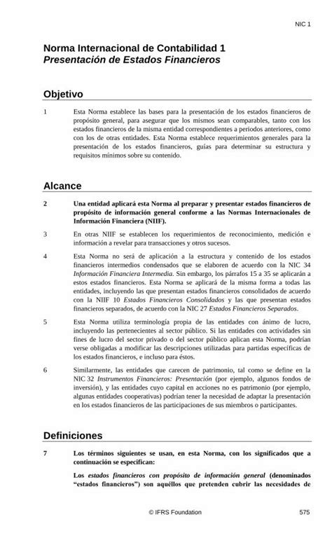 Pdf Norma Internacional De Contabilidad Presentaci N De A