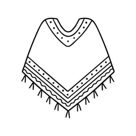 Premium Vector Poncho Doodle Traditional Mexican Clothing In Sketch Style