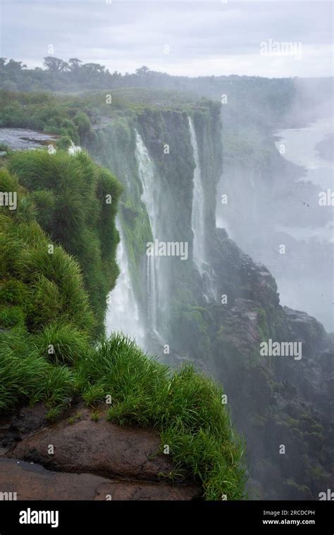 Beautiful view to atlantic rainforest waterfalls in Iguassu National ...