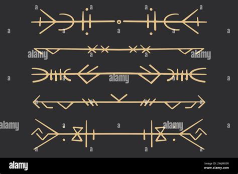Fije bordes de runas celtas nórdicas doradas divida el estilo de línea