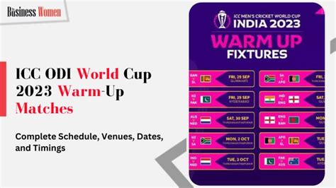 Icc Odi World Cup 2023 Warm Up Matches Complete Schedule Venues