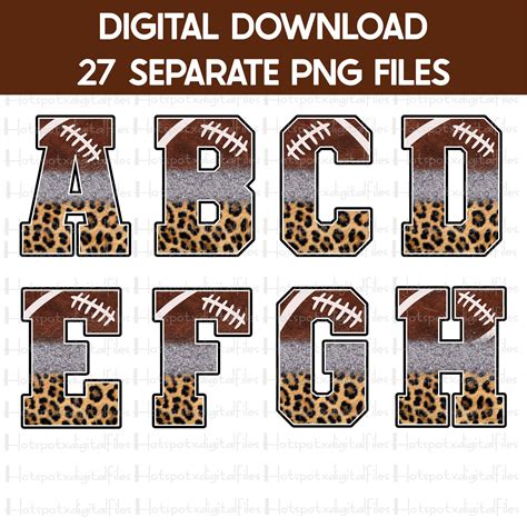 Football Leopard Print Alphabet Bundle Png Sublimation Etsy