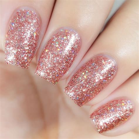 Dip Powder D476 Tahitian Princess Rose Gold Nails Glitter Gold