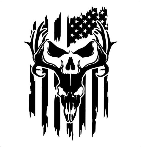 Deer Skull Us Flag Hunting Decal North 49 Decals