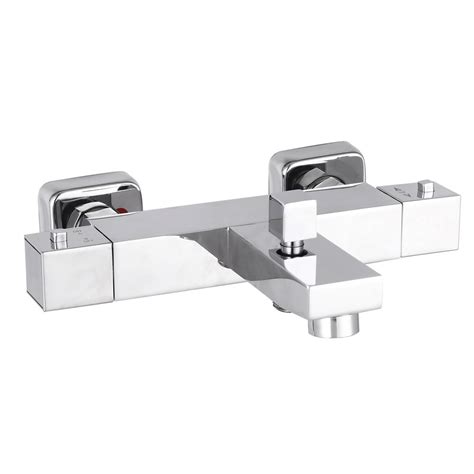 Nuie Wall Mounted Square Thermostatic Bath Shower Mixer Valve W