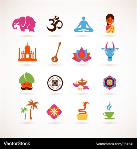 Collection India Icons Royalty Free Vector Image