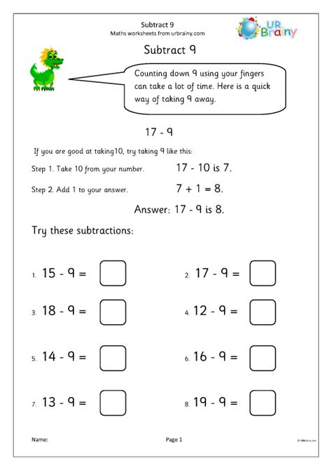 Subtract 9 Subtraction In Year 1 Age 5 6 By URBrainy