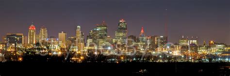 Kansas City KC Skyline NIGHT from North Panoramic Photo Poster | Etsy