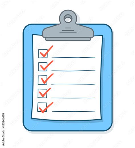 Cartoon checklist with check marks on clipboard Stock Vector | Adobe Stock