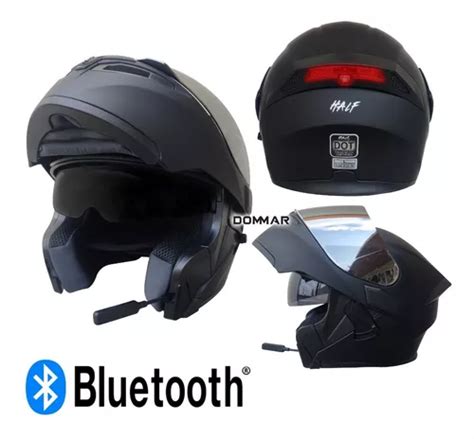 Casco Moto Abatible Certificado Con Bluetooth Y Luz Led Half Env O Gratis