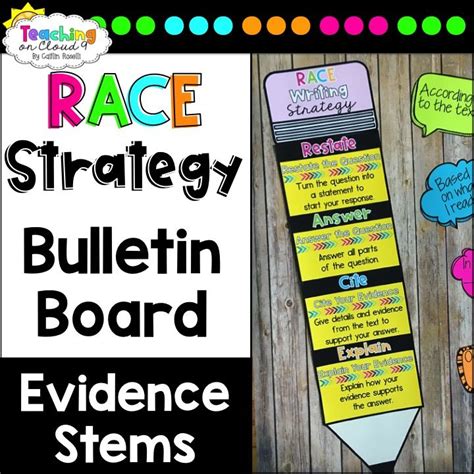 Back To School Race Writing Strategy Posters Bulletin Board Citing Text Evidence Race Writing