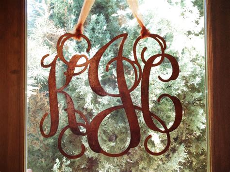 Rustic Metal Vine Monogram Rusty Letter