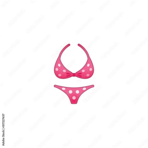 Bikini Vector Icon Isolated Sexy Pink Dotted Bikini Emoji Emoticon