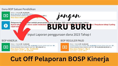 Cut Off Pelaporan Bosp Kinerja Tahun Youtube