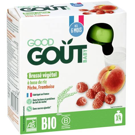 Gourde Brassé végétal Riz Pêche Framboise bio pour Bébé dès 6 mois