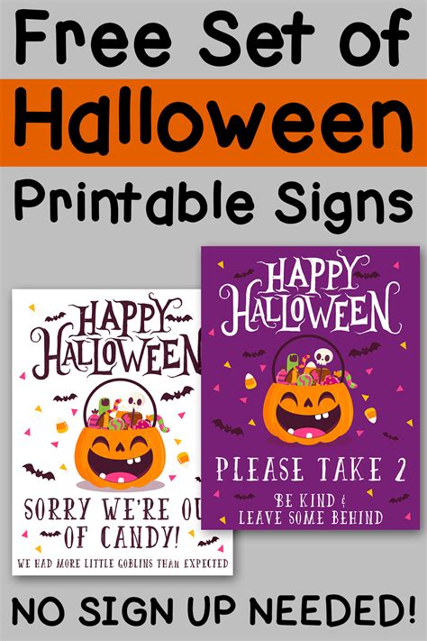 Free Halloween Candy Printable Sign Set: No Sign Up Needed