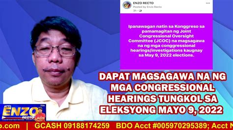 Dapat Magsagawa Na Ng Mga Congressional Hearings Tungkol Sa Eleksyong