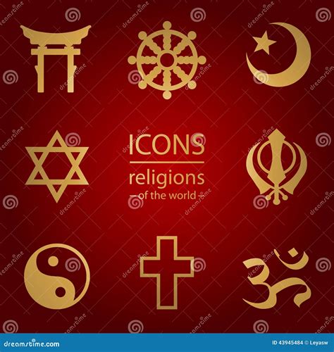 Religiones Del Mundo Iconos Fijados Ilustración del Vector