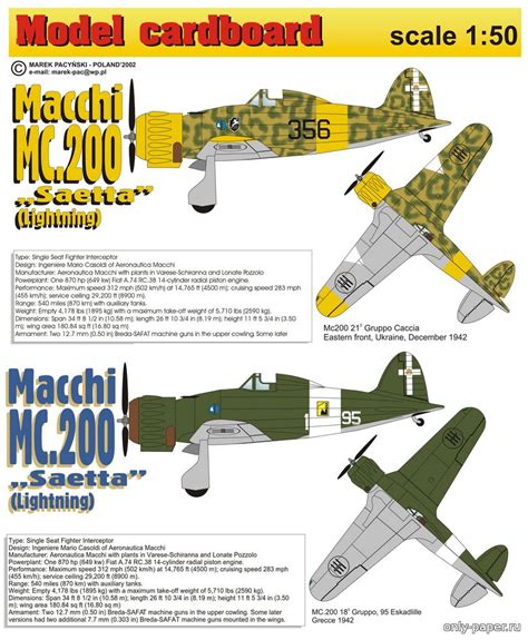 Macchi Mc Saetta Model Cardboard