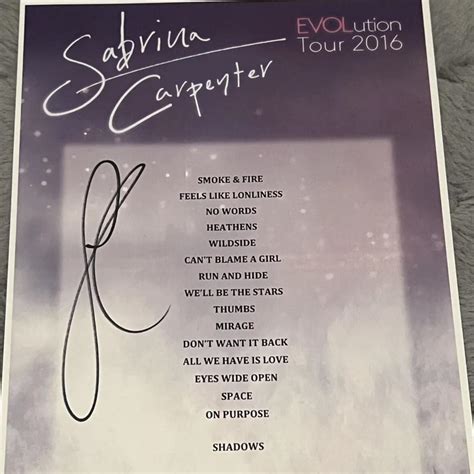 Sabrina Carpenter signed setlist From her first... - Depop