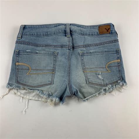 American Eagle Shorts Light Wash Shredded Denim Lace Depop