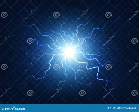 Electric Power Explosion With Electrical Flash Sparks And Blue