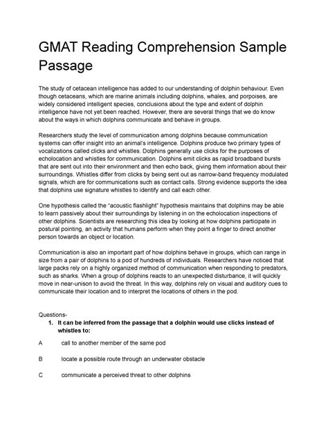 Gmat Reading Comprehension Sample Passage Gmat Reading Comprehension