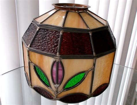 Vintage Leaded Stained Glass Lamp Shade Vintage Lamp Bases Stained Glass Lamps Hurricane Lamps