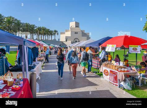 Market Stalls In Front Of The Museum Of Islamic Art Doha Qatar