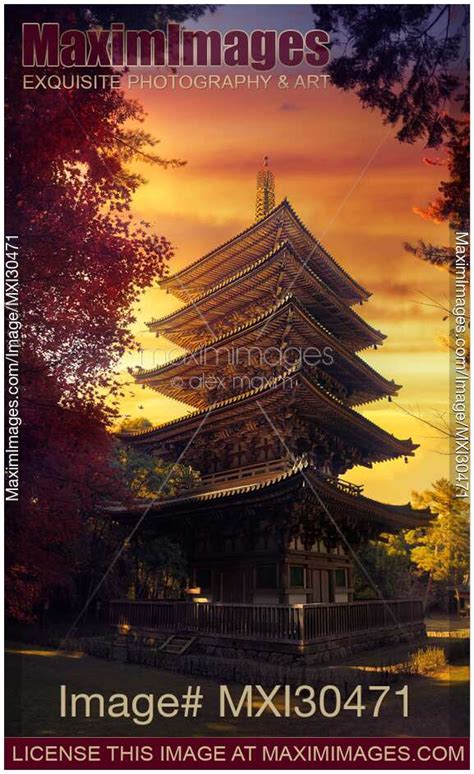 Photo Of Goju No To Five Storey Pagoda Gojunoto In Dramatic Autumn