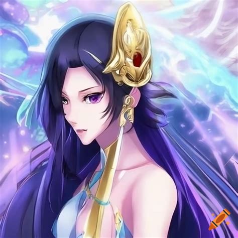 Anime Woman With Long Hair And Angelic Aura On Craiyon