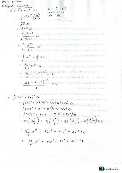 Solution Basic Calculus Integrals Homework Activity U Substitution