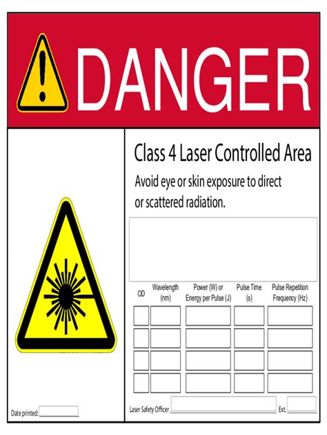 Fillable Online Safety Caltech Fillable Class 4 Warning Laser Sign B