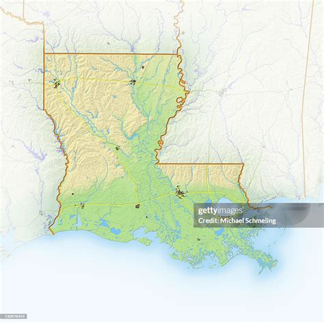 Louisiana Shaded Relief Map Usa High Res Stock Photo Getty Images