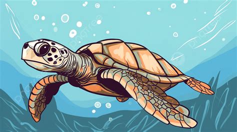 Fondo Dibujo De Una Tortuga Nadando En El Mar Fondo Dibujo De Tortuga