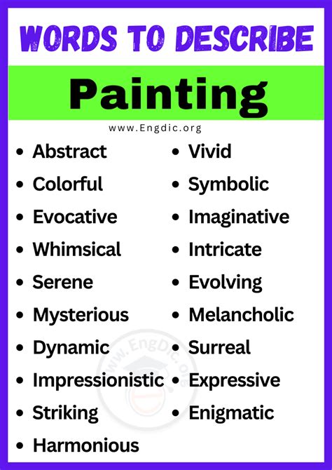 Best Words To Describe Painting Adjectives For Painting Engdic