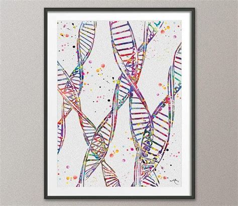 DNA Abstract Art Watercolor Print Dna Molecule Medical Wall Etsy