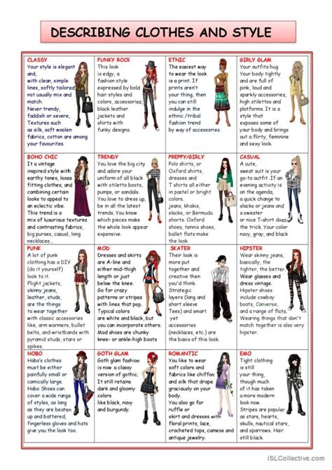 FASHION AND STYLE: English ESL worksheets pdf & doc