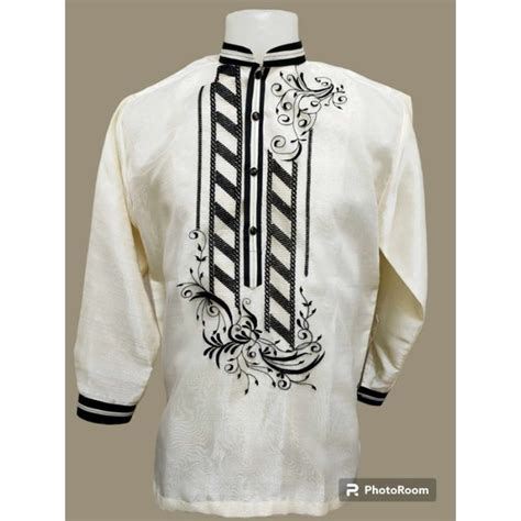 Barong Tagalog Pi A Organza With Linning Mocca Piping Chinese Collar